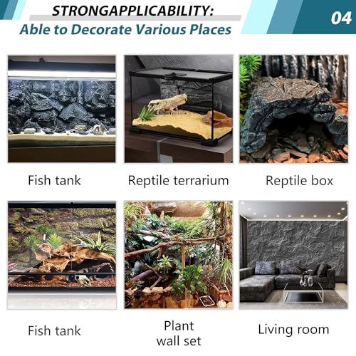 Image of 23.6x17.7in Rock Terrarium Background,3D Reptile Tank Background Board,Amphibian Stereo Backdrop Wall,Lizard Snake Gecko Spider Turtle Fish pet silo Background Decorative Panel(Blue)
