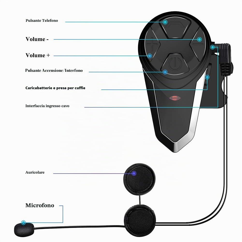 BT-S3 1000m Cuffie per casco interfono Cuffie Sistemi di comunicazione in tempo reale Vivavoce Radio FM Impermeabile Interfono Bluetooth per 2 o 3 Riders(2 Pezzi)