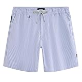 Men'S 7 Inch Seersucker Shorts Casual - 6 Pockets Summer Dress Golf Drawstring Stretch Quick Dry Work Beach Shorts Elastic Waist Sports With Zipper Pockets Breathable Classic Fit