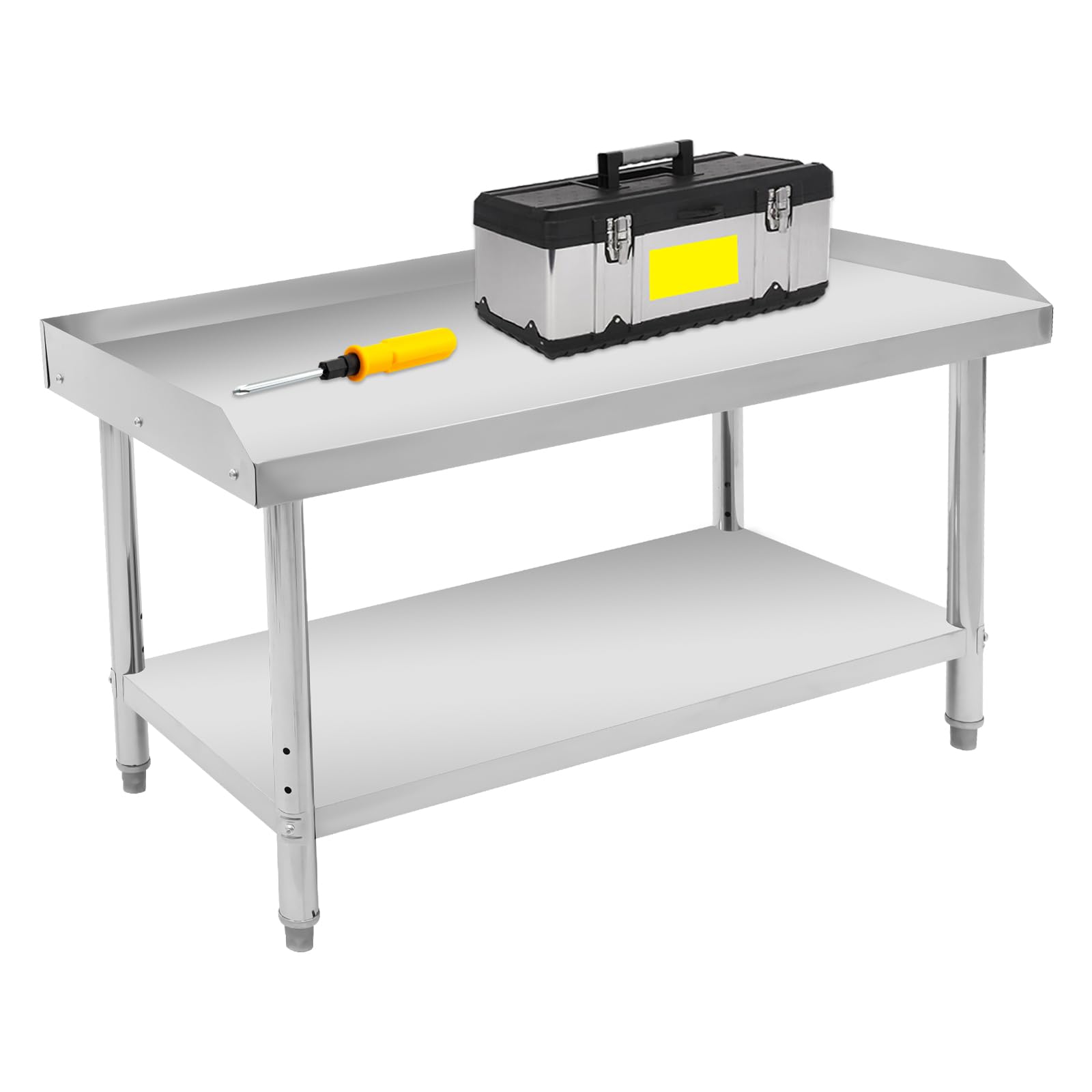 Hilberiazel Stainless Steel Table, Stainless Steel Prep Table, Commercial Work Table with Backsplash and Sidesplashes, for Restaurant and Home, 24 x 48 Inches