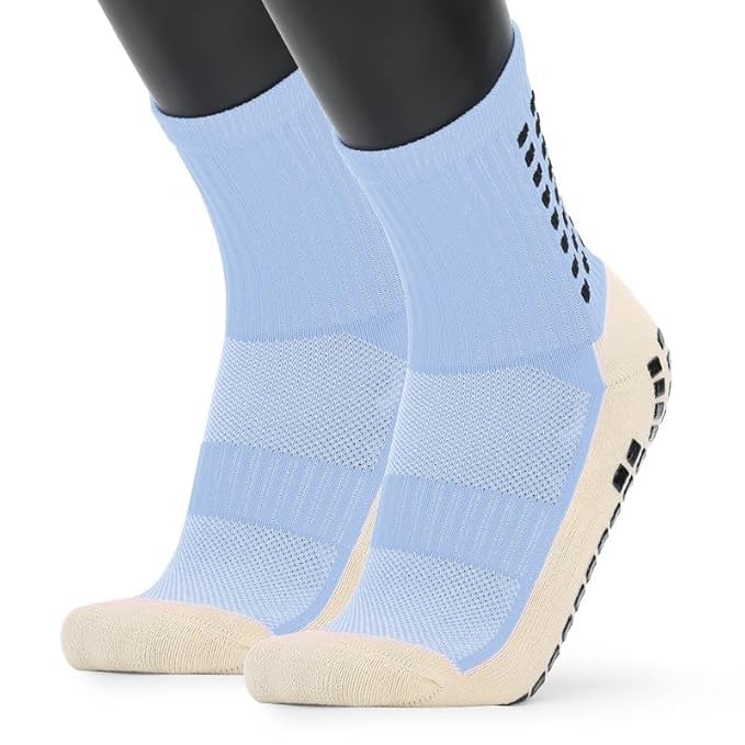 Image of Anti Slip Athletic Socks for Men | Pack of 3 Non Slip Grip Dotted Socks for Football, Running, Gym, Cycling & Outdoor Sports | Comfortable Cotton Ankle Socks