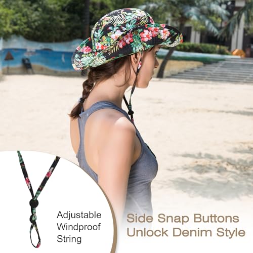 Image of Bucket Hat Wide Brim UV Protection Sun Hat Boonie Hats Fishing Hiking Safari Outdoor Hats for Men and Women