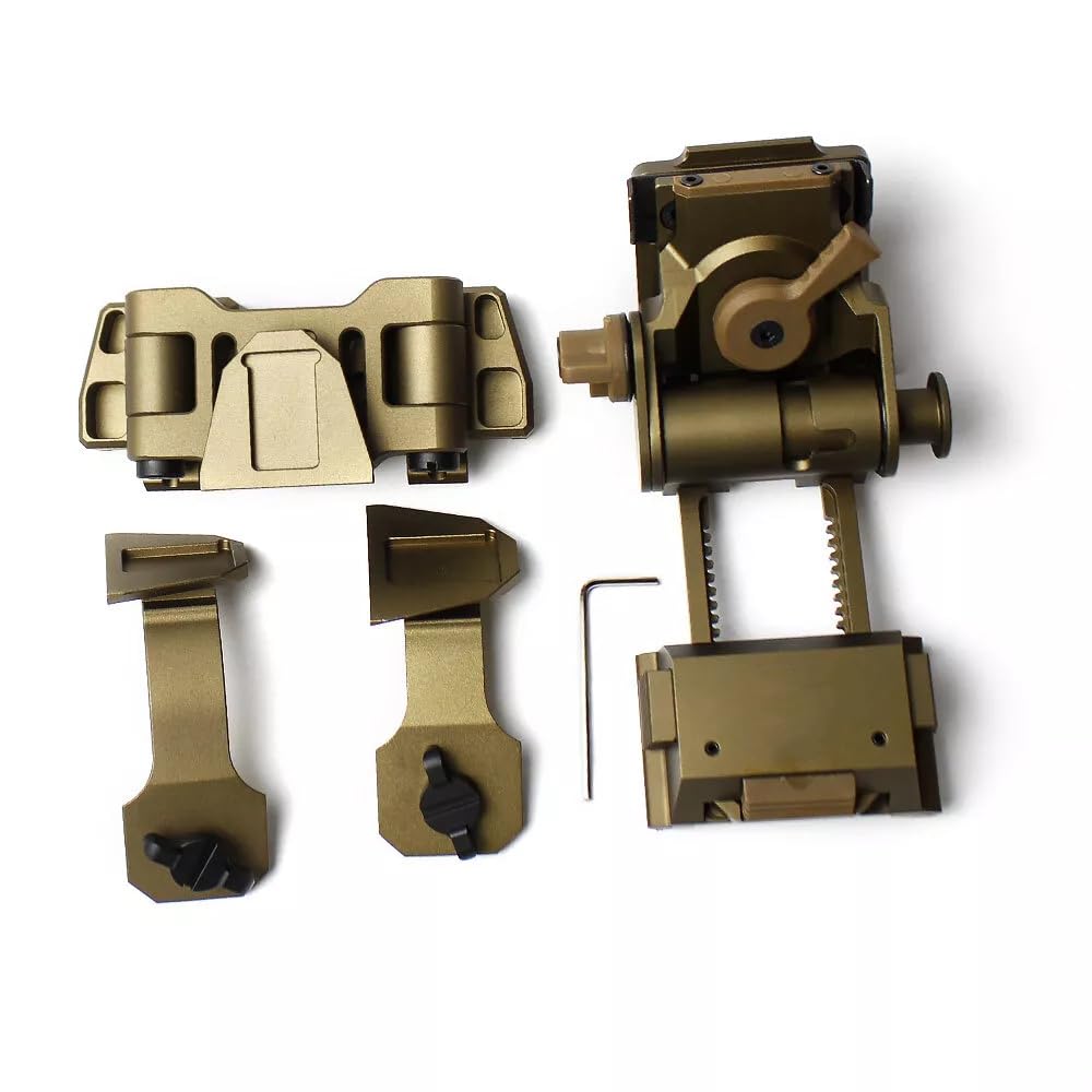 okyass Night Vision Goggles NVG Mount for L4 G24 Helmet Mount+Dual PVS 14 J Arm Binocular Dovetail Bridge Mount (Tan)