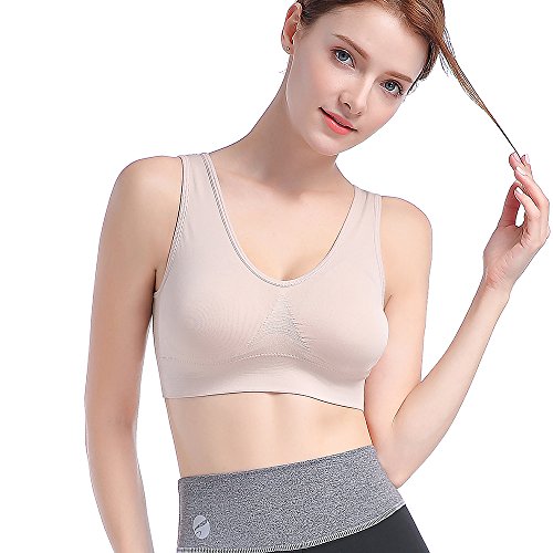 Desirelove Sports Sujetador Paquete de 1-3 Sujetador Deportivo Acolchado para Mujer Sujetador de Gimnasio Racerback para Entrenamiento Running Fitness (XXL, Beige 1 Piece)