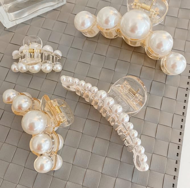 3 pinzas para cabello con perlas, tamaño grande, blanco, fuerte sujeción, sin deslizar, accesorios elegantes para cabello, paquete de 3 miniatura 4
