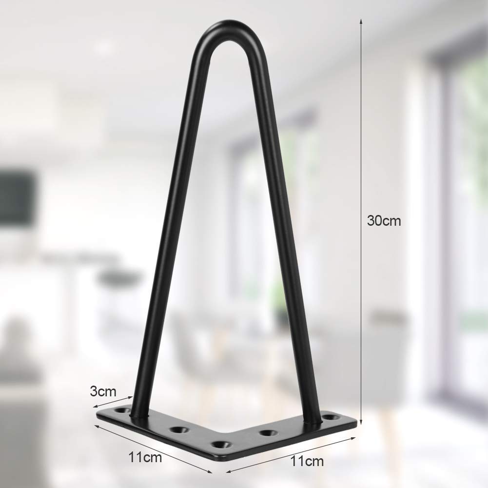 Ejoyous Gambe per Mobili, Accessori per Fai da te 12 Pollici(Nero), per Soggiorno Sala da Pranzo Decorazione Domestica, Set di 4 Gamba per Tavolo, Piedi per Tavolo in Acciaio