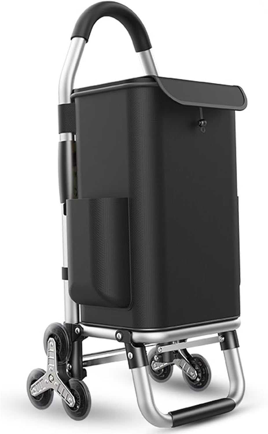 Carrello della spesa pieghevole leggero con 6 ruote, design per salire le scale, carrello della spesa con tasche laterali per un facile trasporto e organizzazione