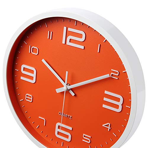image for JoFomp 3D Number Dial Face Modern Wall Clock, 12 Inch Non-Ticking Sile