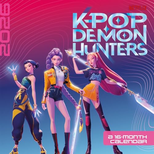 K-POP Demon Hunters 2026 16-Monatskalender quadratisch 30 x 30 cm offizielles Lizenzprodukt von Pyramid International K-Pop-Wandkalender mit atemberaubenden Kunstwerken und monatlichen Layouts