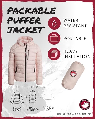 CANADA WEATHER GEAR Girls Puffer Jacket - Lightweight Packable Bubble Coat Water Resistant Outerwear Jackets for Girls (7-16)2