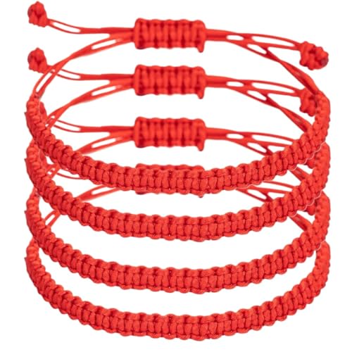 COYUN Pack de 4 Pulseras de Hilo Rojo, Genérico Pulsera Tibetana, Tejida a...