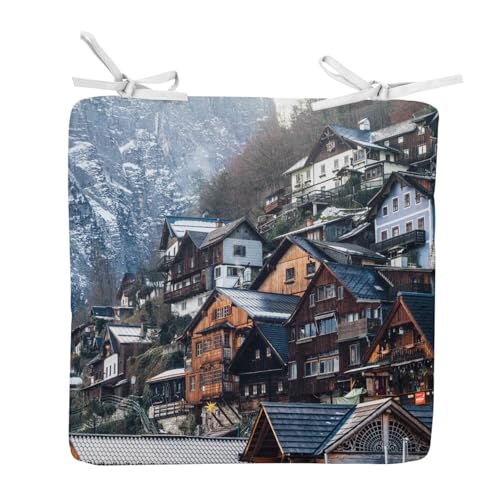 Fabulous Cuscino per sedia quadrato villaggio in montagna chalets neve paesaggio urbano - 40 cm - Cuscino per sedia
