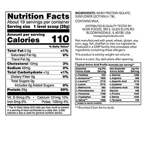 Now Foods 2172 Sports Nutrition, Whey Protein Isolate, 25 G With Bcaas, Unflavored Powder thumb #1