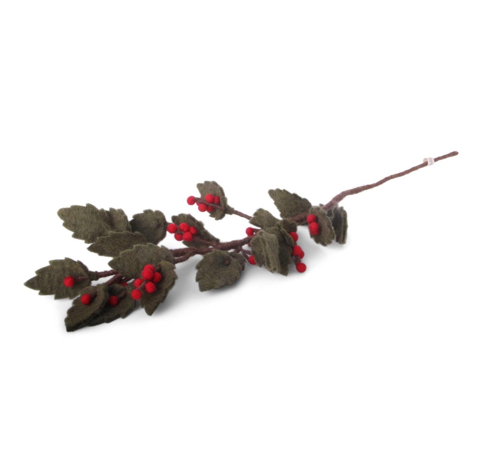 Gry & Sif Holly Branch | Large Handmade & Fairtrade Certified | Stylish Danish Design X Nepali Artisans | Large Holly Branch
