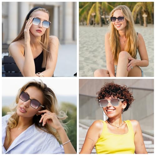 MARE AZZURO 3 Pack Sunglasses for Women Trendy Classic Retro Designer Large Frame Sunnies Fashion Sun Shades Glasses with UV400 Protection2
