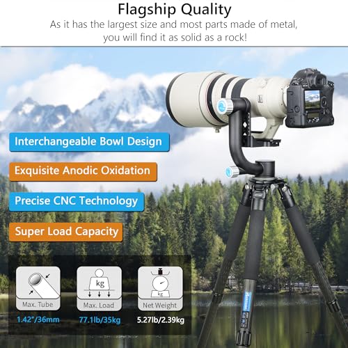 Ultra Stable ARTCISE AS88C Carbon Fiber Tripod 75mm Bowl Max 77Lbs Load(Small AS90C)