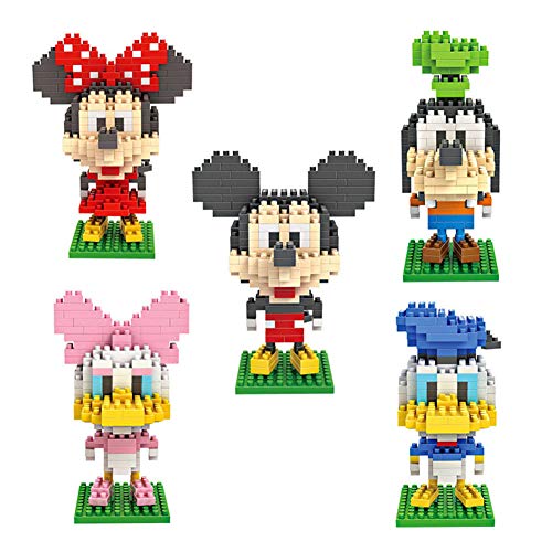 5 PC Fun Mini Tier Building Block Set - Micky Maus Ente 3D Kleine Ziegelstein-Gebäude Abbildung Modell, Pädagogisches Spielzeug Für Kinder,