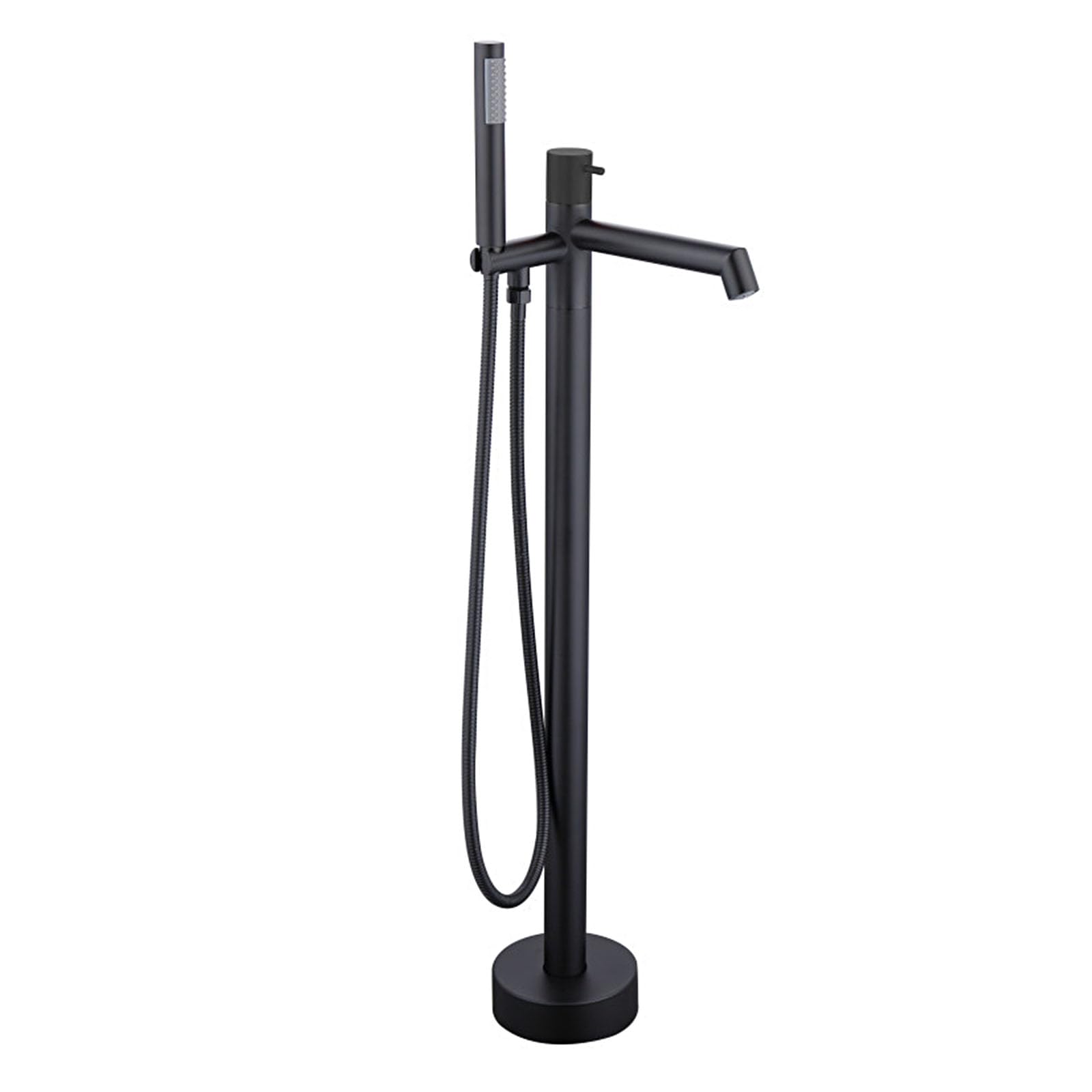 HADECOLL Modern Freestanding Bathtub Faucet Floor Mount Tub Filler Brass Standing Shower Faucet With Swivel Spout And Handle Gray,A: Matte Black
