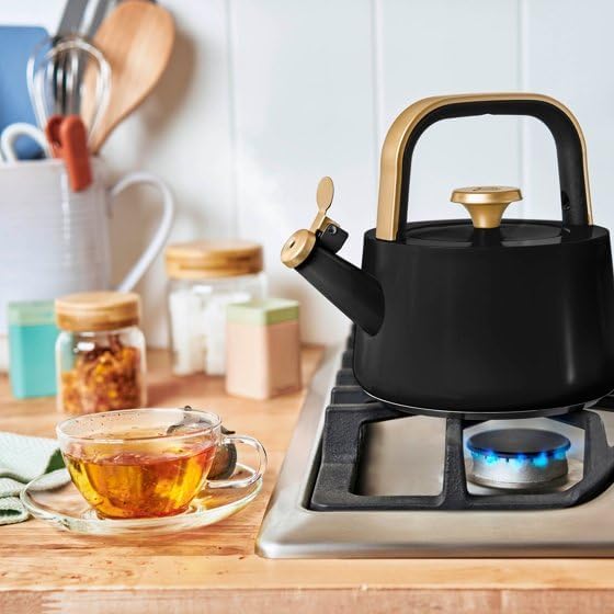 B.eautiful 1.8L Ceramic Non-Stick Stovetop Tea Kettle, Black Sesame