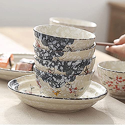 Teller- und Schüssel-Sets, Keramik-Suppenschüsseln, für Müslischalen für Salat, Suppe, Dessert, Spülmaschine, Mikrowelle, handbemalter Stil und kreativ süß