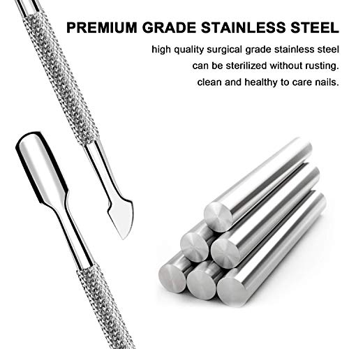 image for HOFASON Cuticle Pusher and Cutter - Professional Stainless Steel Dual 