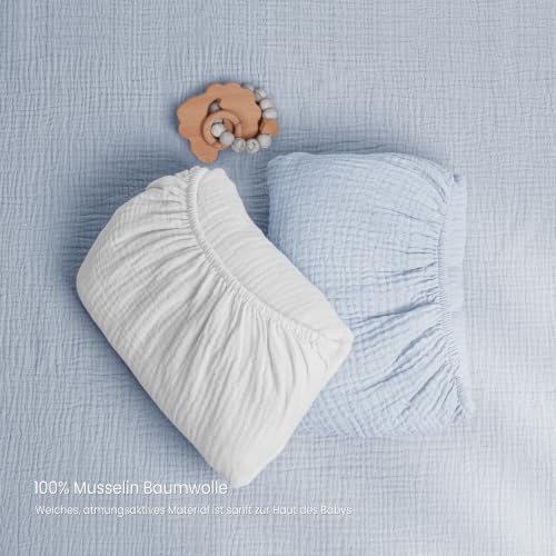 lulumoon Spannbettlaken 70x140 Musselin für Kinderbett: 100% Baumwolle – Ansicht 6