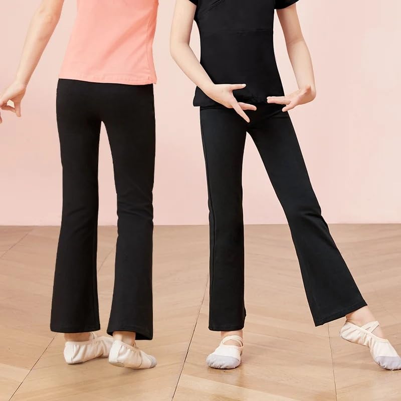 Legging évasé pour filles et pantalon de danse extensible noir
