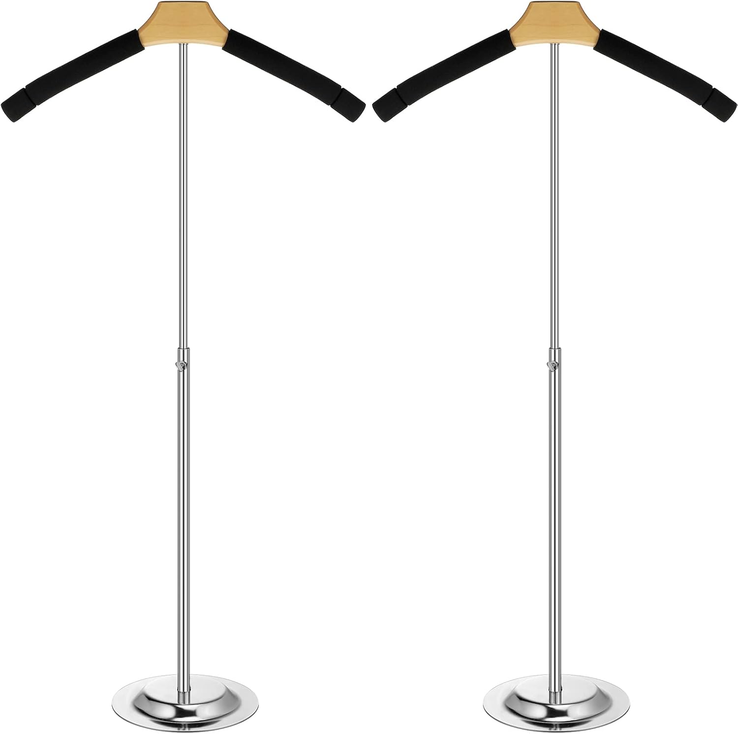 Qunclay Adjustable T Shirt Display Flexible Shoulder Stand Shirt Rack Portable Hanging Black Metal Clothes Hanger Rack for Clothing Garment Coat Retail Vendor, Height 16-27.9 Inch (2 Pcs)