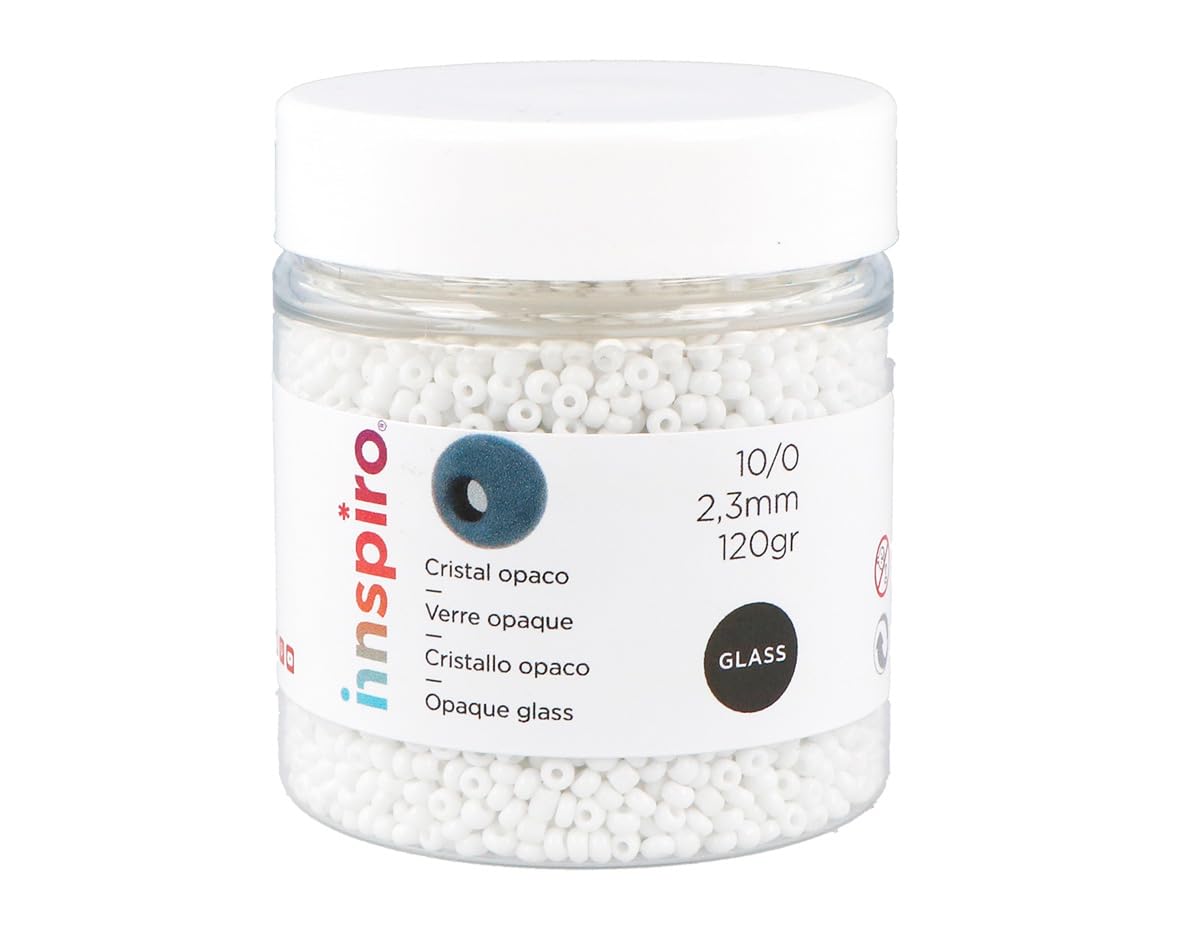INNSPIRO Round Glass Rock Opaque White 2.3mm 10/0 120g