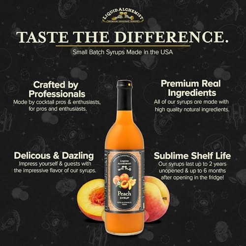Image of Liquid Alchemist Peach Syrup for Drinks - Real Ingredients Make our Peach Puree for Cocktails a Perfect Bellini Mix - Our Flavored Syrup is Non-GMO & Vegan (25.4 oz)