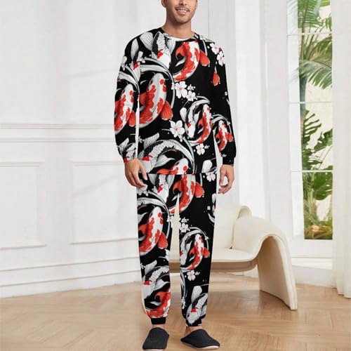 Yin-Yang Japanese Fish Pajama Set Long Sleeve Lounge Sets Sleepwear 2 Pjs Nightwear for Men Women2