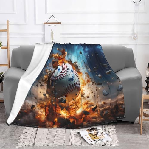 Couverture de baseball en laine douce, adaptée pour canapé, camping, voyage, nuit, couverture de canapé douce (152,4 x 127 cm),