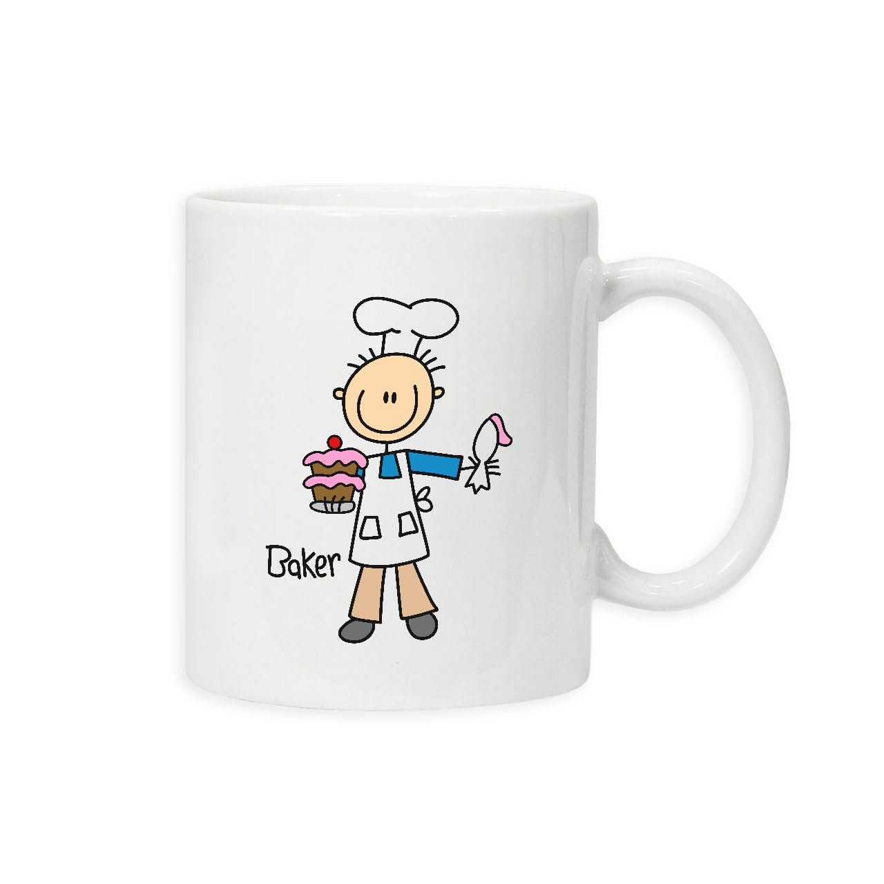 New Spirit Original Baker Stick Figure Illustration Mug, Bake, Baking, Cakes, Baker Job, Tea, Coffee, Cute, Fun, Funny, Tea, Coffee, Drinks Cups, Drinks Mugs