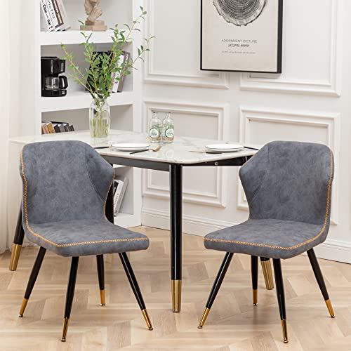 Apeaka Modern Upholstered Dining Chairs Set Of 2 Armless Faux Suede Side Chairs For Dining Room Living Room Accent Leisure Chair Home Desk Chair With Metal Legs Dark Gray #TOP1