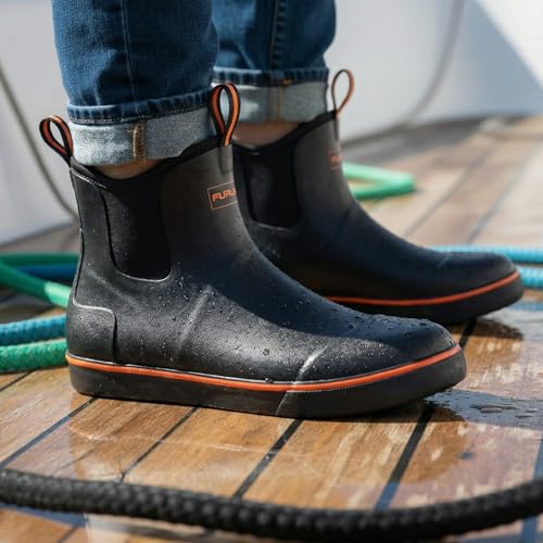 Image of Furuian Men's Deck Boots Waterproof Ankle Rain Boots Fishing Boots