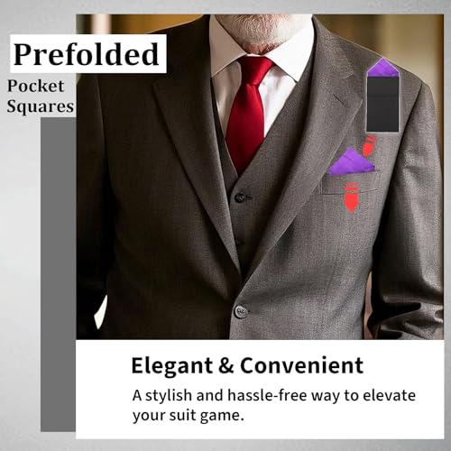 Image of Mens Pre-Folded Pocket Squares on Card Pocket Handkerchief for Suit Accessories