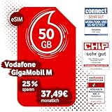 Vodafone GigaMobil M eSIM | 25% Dauerrabatt auf den Basispreis | 24 Monate Vertragslaufzeit
