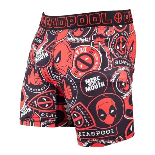 Marvel Comics Men's Deadpool Sticker Merc with a Mouth No-Fly Boxer Briefs2