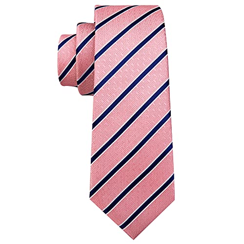 Image of Barry.Wang Man Stripe Ties Set Silk Woven Pocket Square Necktie Cufflinks Formal Party Business