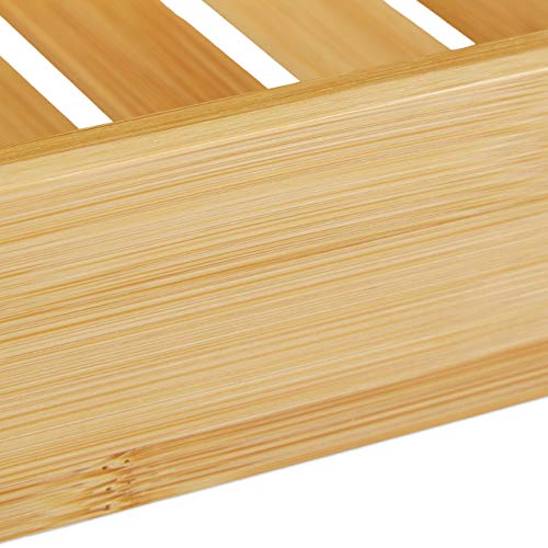 Relaxdays Badkuiprek bamboe, rooster h x b x d: 4,5 x 68,5 x 14,5 cm badkuipbrug, plank, hout, badkuiptablet, naturel - Image 6