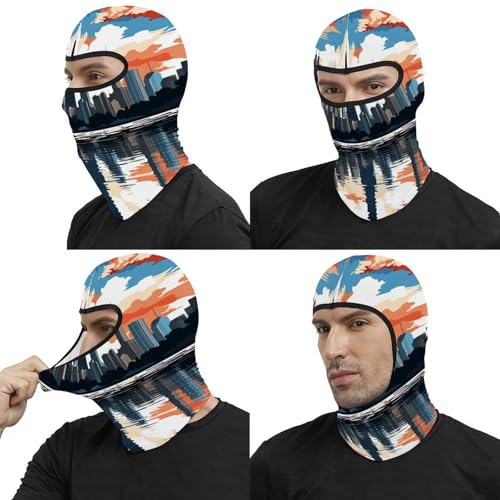 Pasamontañas para hombres y mujeres con impresión de Chicago Skyline, máscara facial térmica para clima frío, equipo para motocicleta, máscara de esquí de invierno para mujeres y hombres miniatura 5