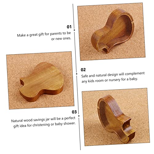 Hucha decorativa con forma de guitarra de madera natural miniatura 6