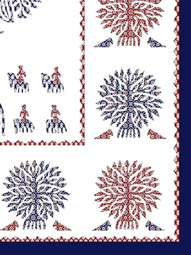 Image of LIVING ROOTS Jaipuri Hand Block Print King Cotton Bedsheet 86 * 104 inches (7 * 8.5 feet) with 2 Pillow Cover | 210 TC | Rich Fast Colour with No Colour Bleeding | (038-A)