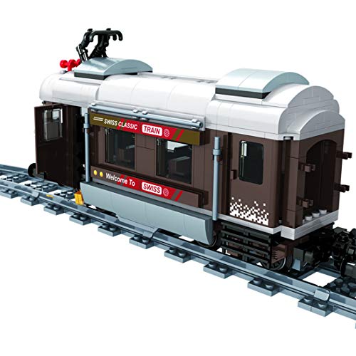 VPPI Technik Zug Eisenbahn Bausatz, City Personenzug Bausteine Modell mit Schienen, 923 Teile City Güterzug… – Bild 4