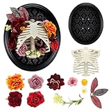 Suzile Halloween Skeleton DIY Decoration - Gothic Craft Kit Including Wall Wood Picture Frame, 3D Skeleton Torso & Flower Decoration for Halloween Home Fall Party Holiday Decor