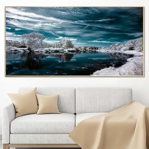 Affiche lac enneigé 40x80cm moderne pour salon - 2