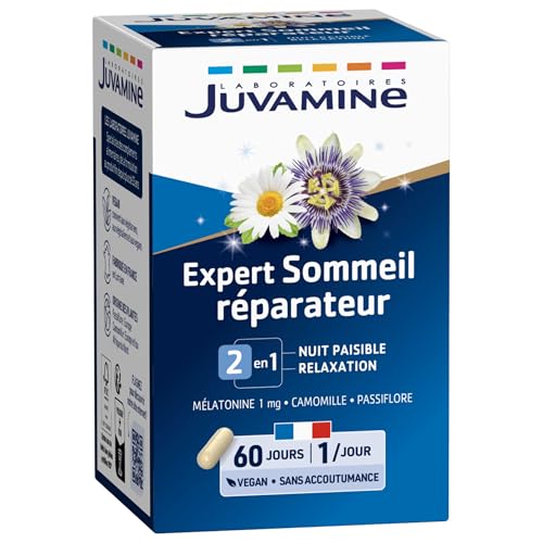 JUVAMINE Expert'Nature Sommeil Mélatonine Passiflore Camomille 60 Gélules