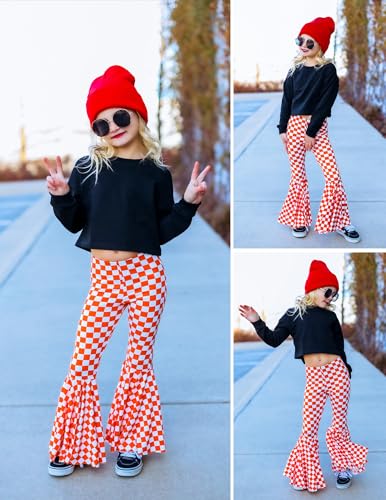 Image of Arshiner Girls Crop Tops Kids Long Sleeve Pullover Sweatshirts Girls Cropped Crewneck Sweatshirt for Teen Girl