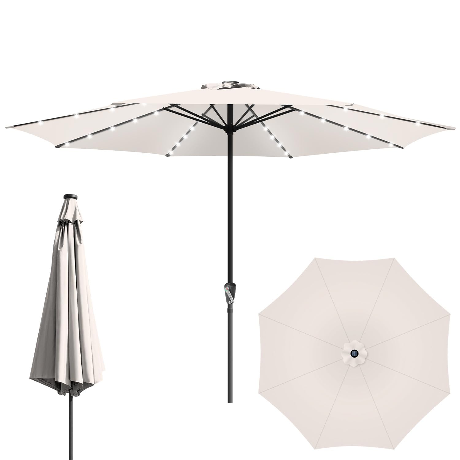 Grand parasol de jardin déporté imperméable sans support - Avec manivelle - Pour balcon, jardin, terrasse - 270 x 350 cm