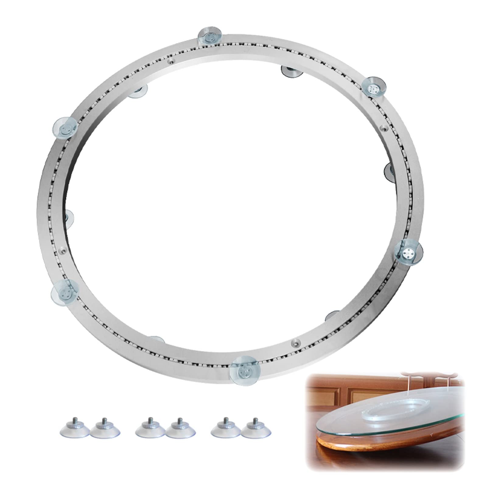 Cuscinetto Rotante Lazy Susan Piatto Girevole Con Striscia Di Silenziatore In PE E Ventosa, Heavy Duty 360° Piatto Girevole Base Girevole Per Tv, Fissaggio Le Basi ( Size : 14 inches (350mm) )